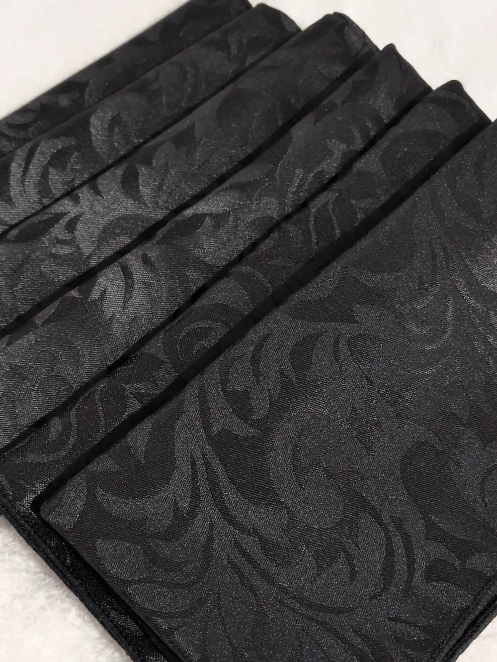 Jet Black Damask Dinner Napkins